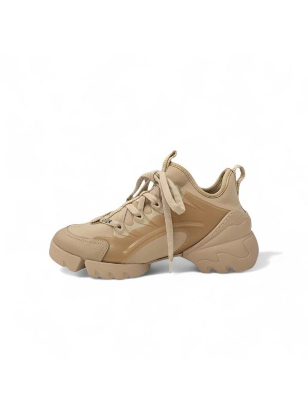 Christian Dior D-connect Sneakers Shoes Rubber Fabric Leather Pink Beige Logo - Picture 4 of 11